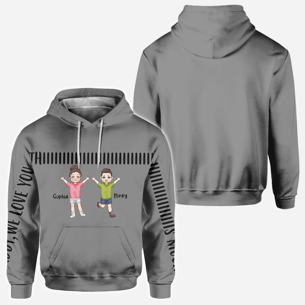 Daddy We Love You This Much - Personalized Father All Over Shirt