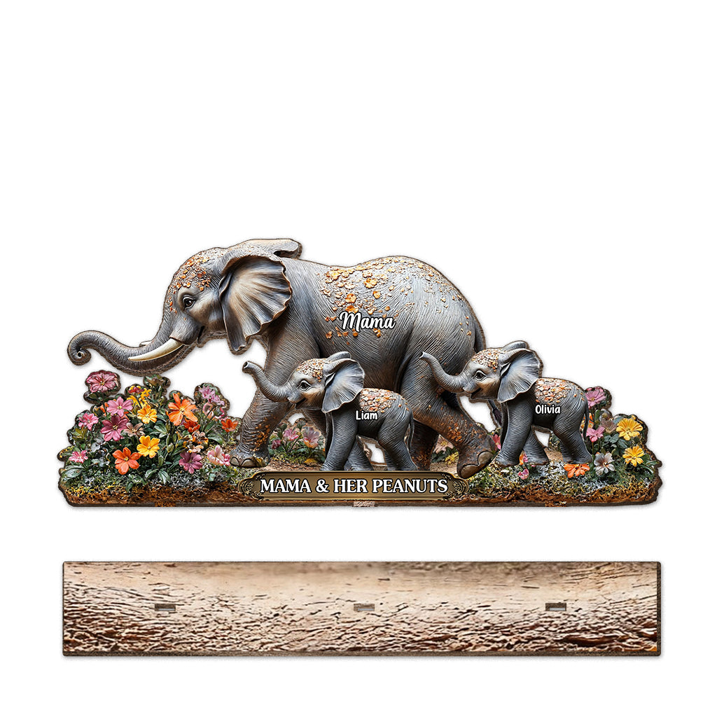 Maman et ses cacahuètes - Éléphant personnalisé à 1 niveau, grand modèle autoportant