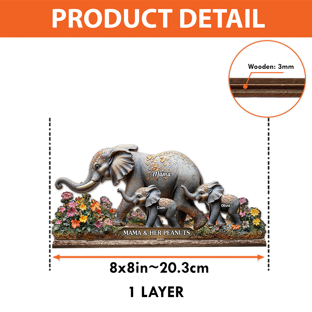 Maman et ses cacahuètes - Éléphant personnalisé à 1 niveau, grand modèle autoportant
