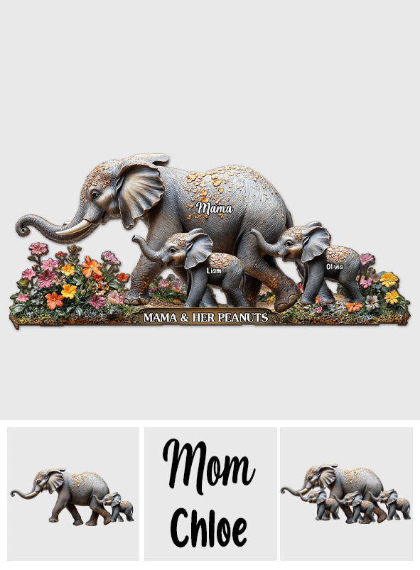 Maman et ses cacahuètes - Éléphant personnalisé à 1 niveau, grand modèle autoportant