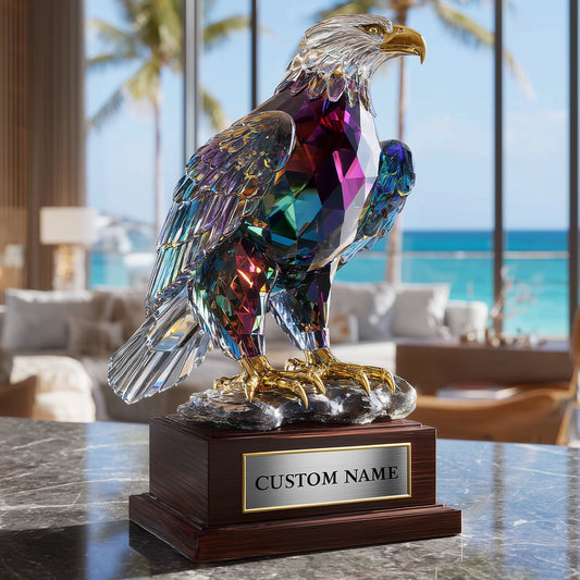 Starker Adler – Personalisierte Acrylplakette mit Weißkopfseeadler in individueller Form