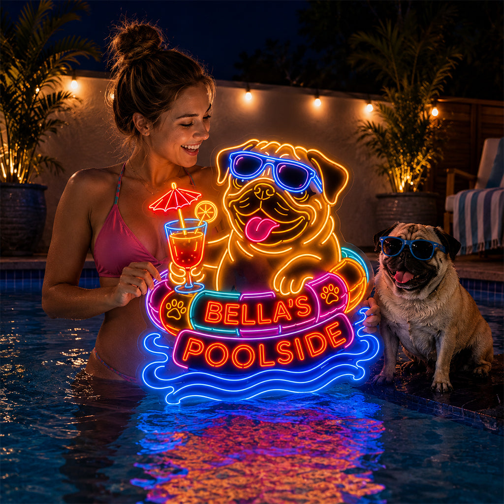 Lustiges Haustier Poollicht - Personalisierte Hund Neon LED Leuchtschilder
