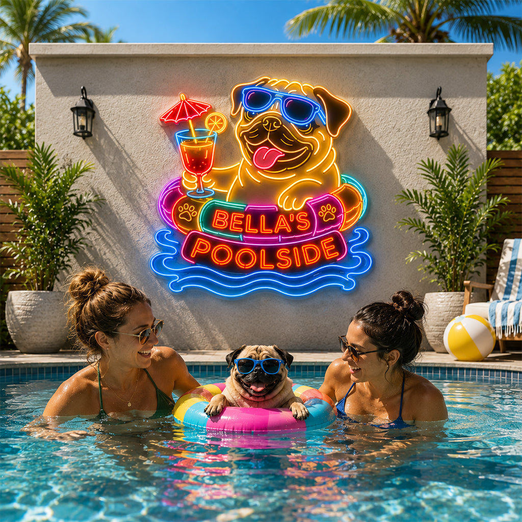Lustiges Haustier Poollicht - Personalisierte Hund Neon LED Leuchtschilder