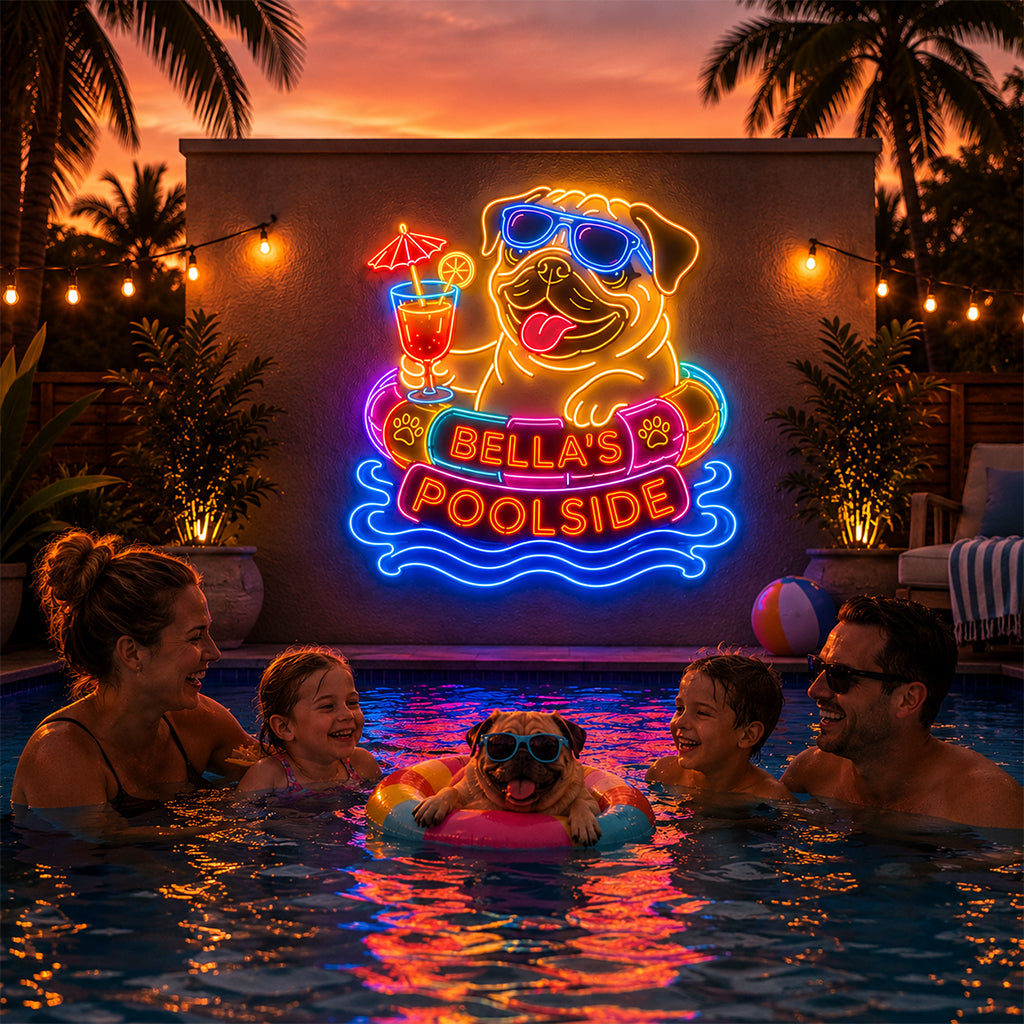 Lustiges Haustier Poollicht - Personalisierte Hund Neon LED Leuchtschilder