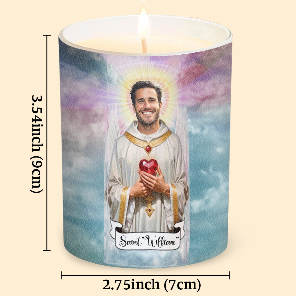 Cadeau original : Bougie chrétienne personnalisée avec couvercle en bois - Prière de Jésus