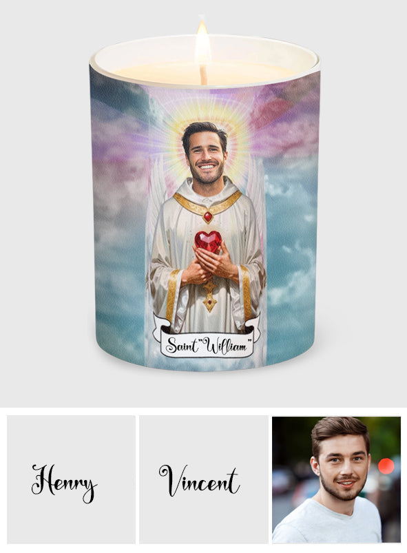 Cadeau original : Bougie chrétienne personnalisée avec couvercle en bois - Prière de Jésus
