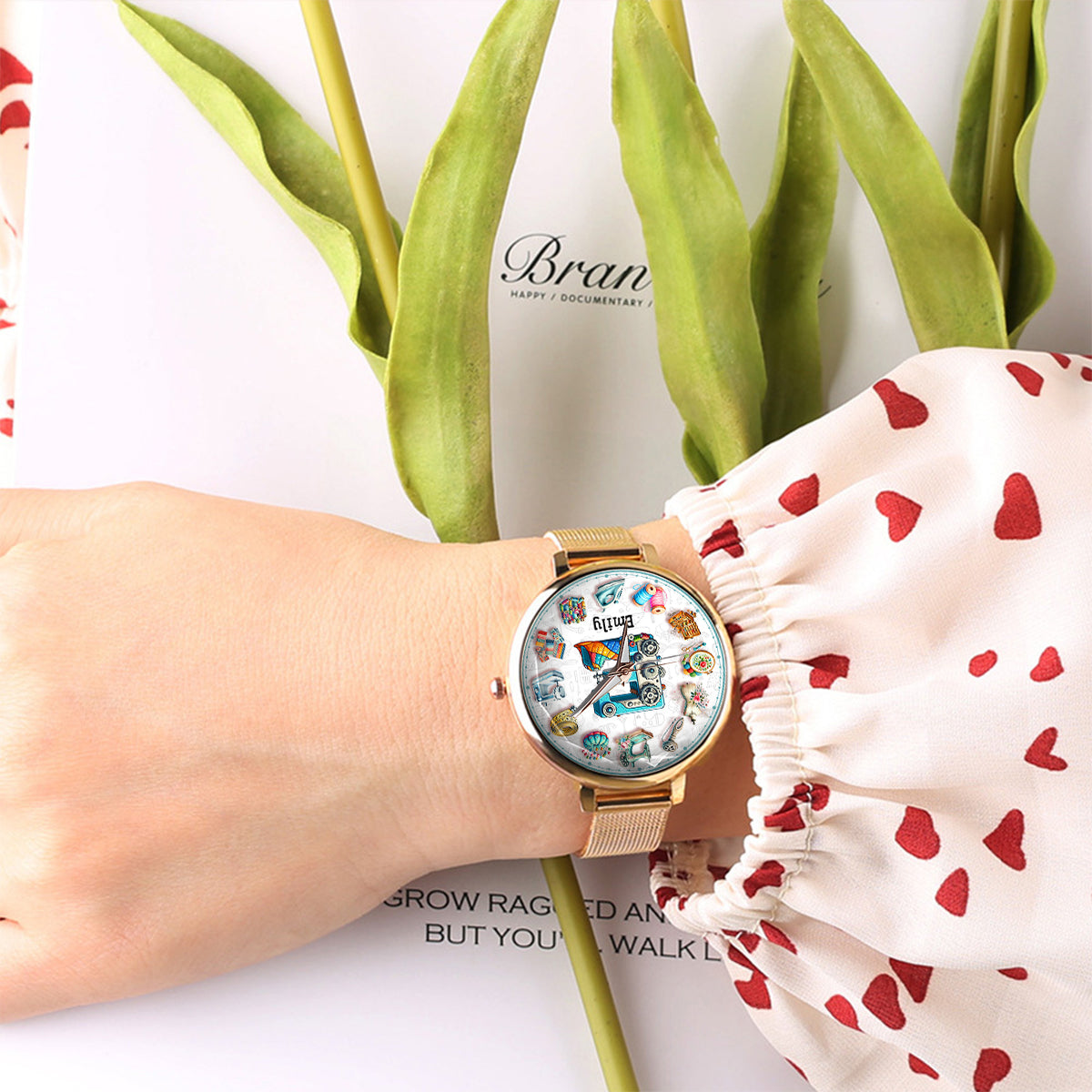 La couture est ma thérapie - Montre-bracelet personnalisée pour femme 