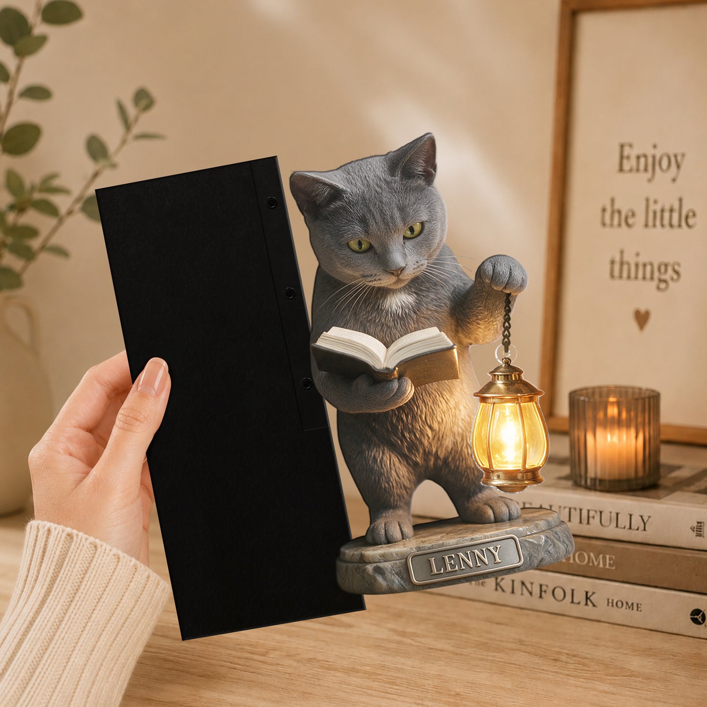 So Many Books So Little Time - Personalized Cat Bookshelf Lamp