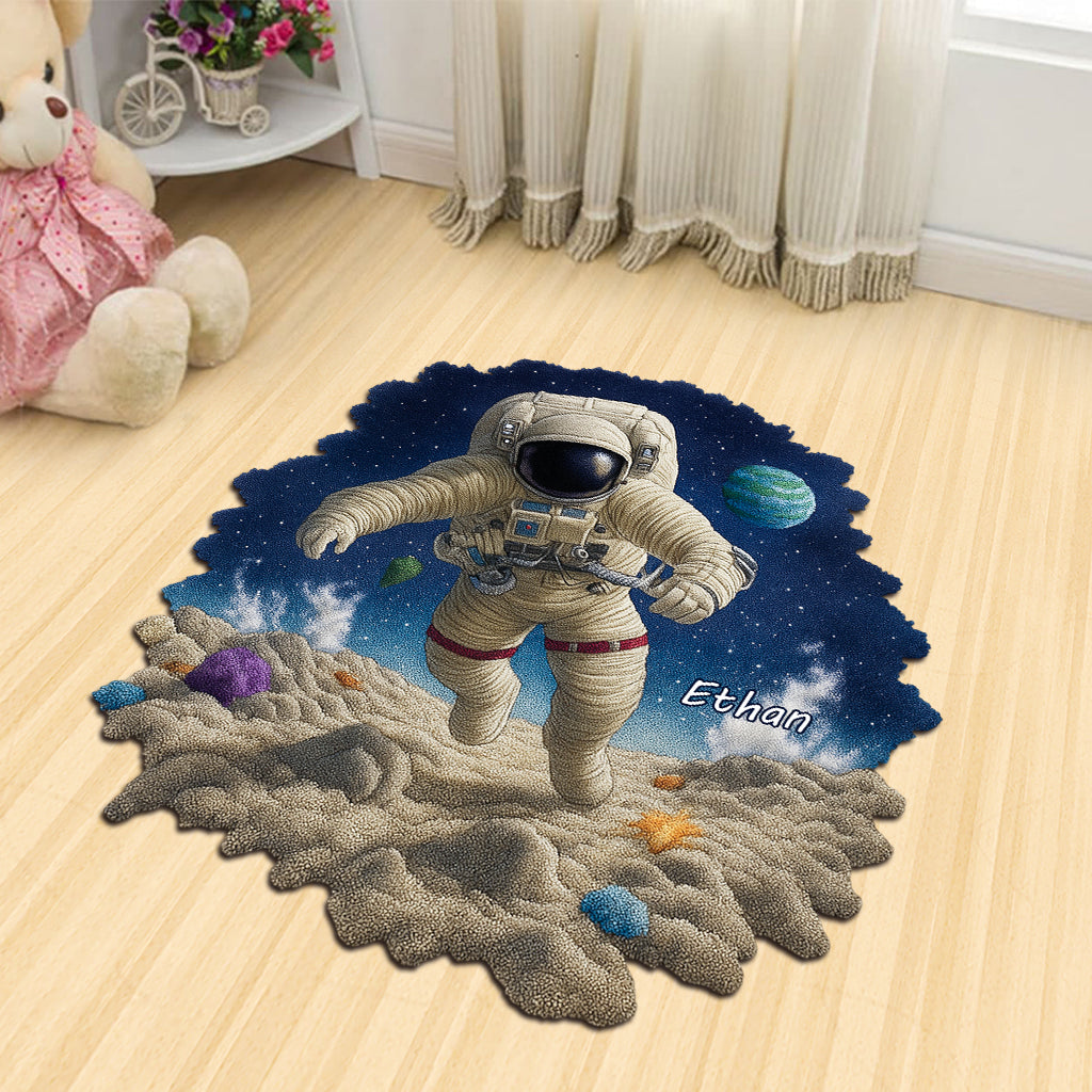 Space And Astronaut - Personalized Kid Shaped Doormat/ Rug