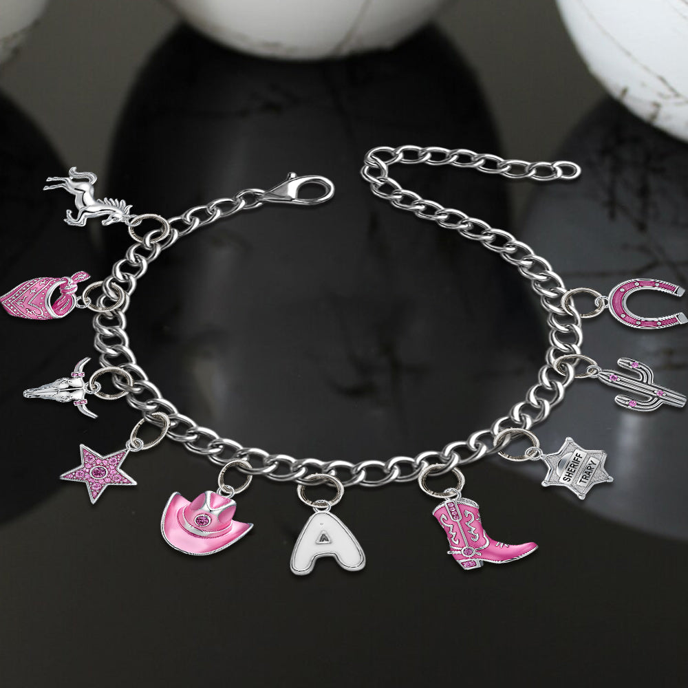Geschenk für Cowgirls – Personalisiertes Cowgirl-Armband mit Anhängern