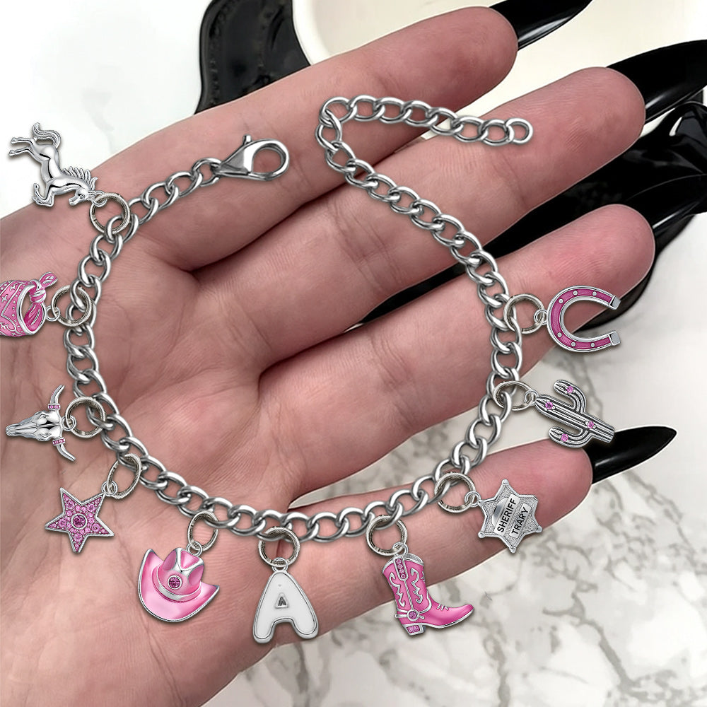 Geschenk für Cowgirls – Personalisiertes Cowgirl-Armband mit Anhängern