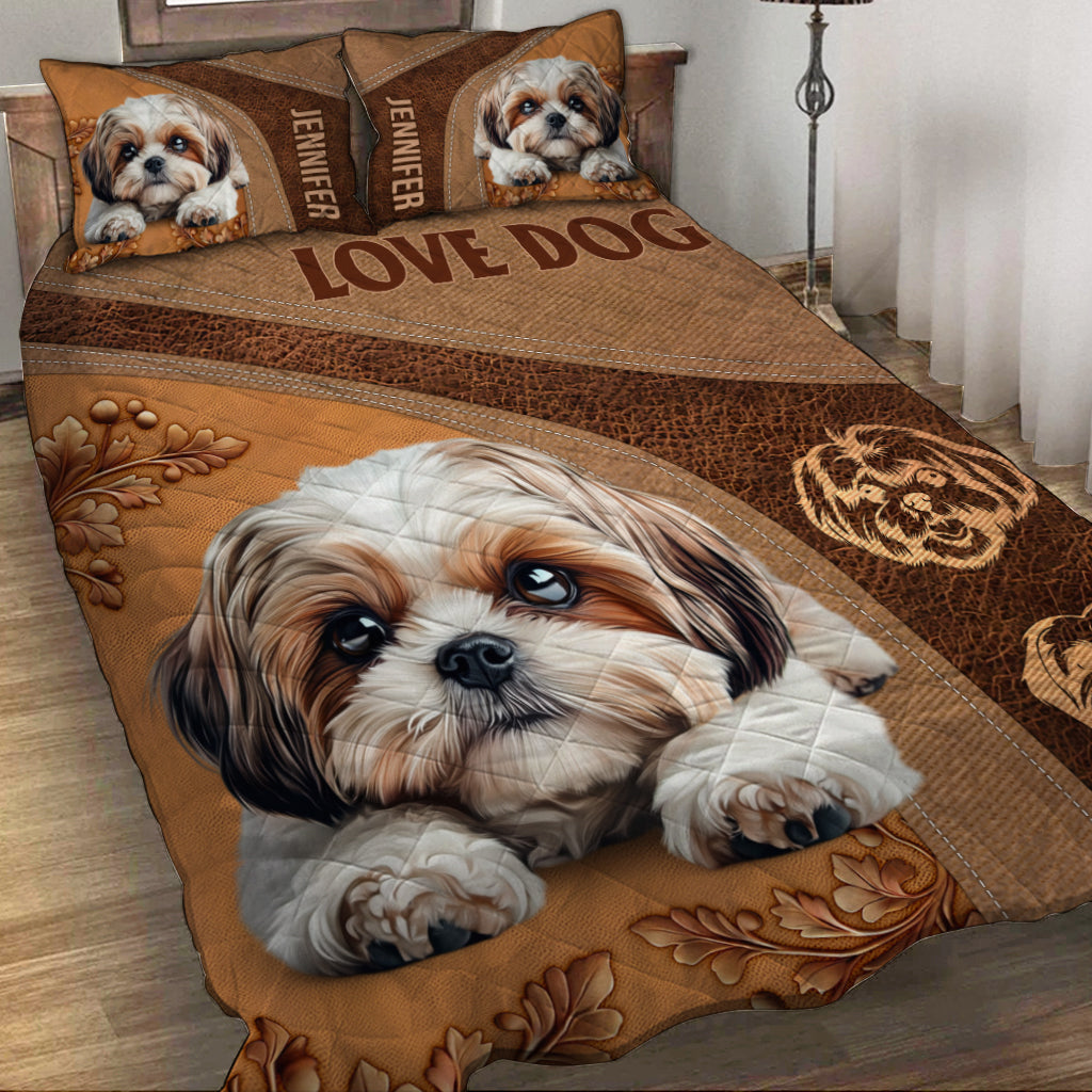Ensemble de couette personnalisé pour chien Shih Tzu endormi