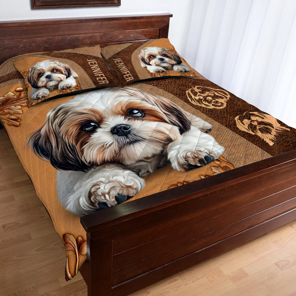 Ensemble de couette personnalisé pour chien Shih Tzu endormi