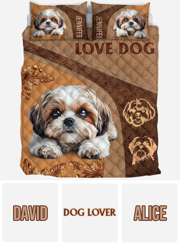 Ensemble de couette personnalisé pour chien Shih Tzu endormi