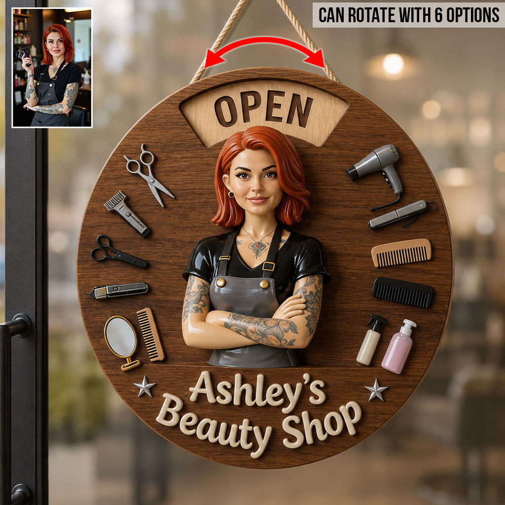 Salon Status - Personalized Hairdresser Spinner Sign Custom Shape