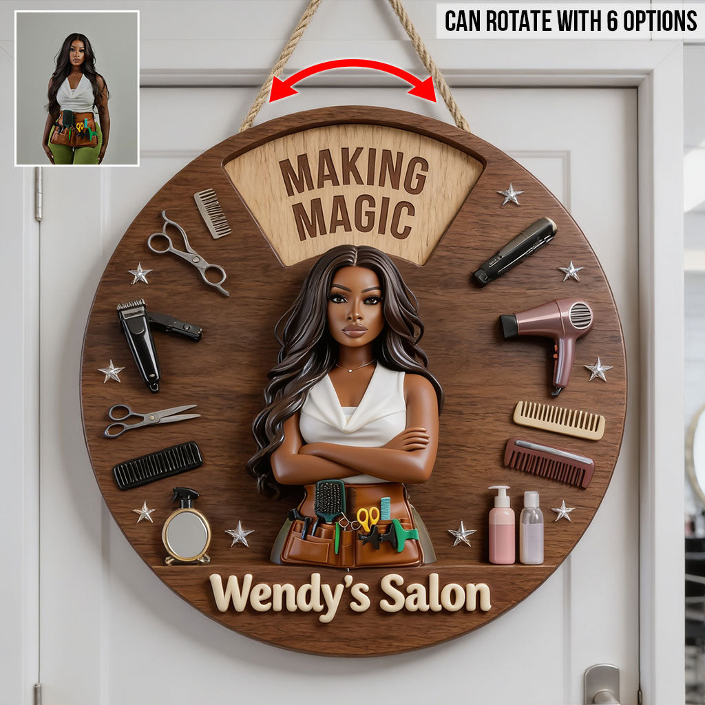 Salon Status - Personalized Hairdresser Spinner Sign Custom Shape