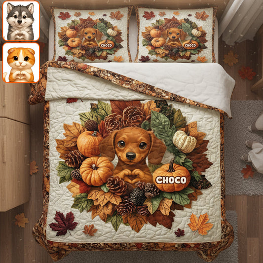 Bienvenue à l'automne - Ensemble de courtepointe personnalisé pour chien