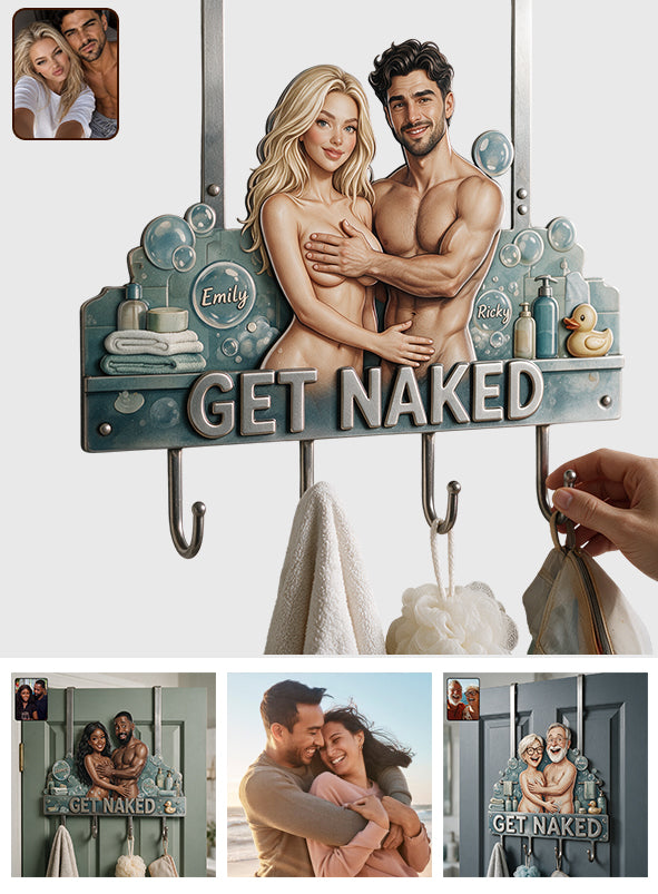 Get Naked - Personalized Spicy Couple Metal Door Hooks