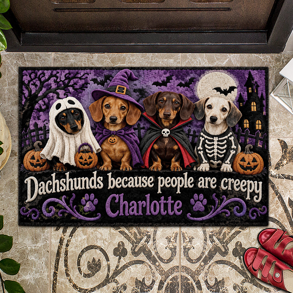 Dogs Because People Are Creepy - Personalized Dog Doormat