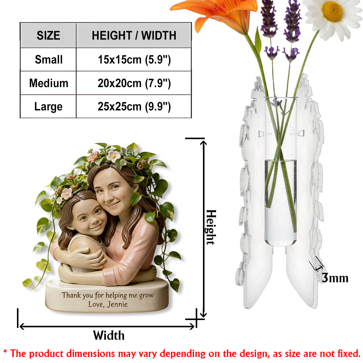 Individuell gestaltbare Acryl-Blumenvase nach Foto – personalisierte Gartenvase in Sonderform