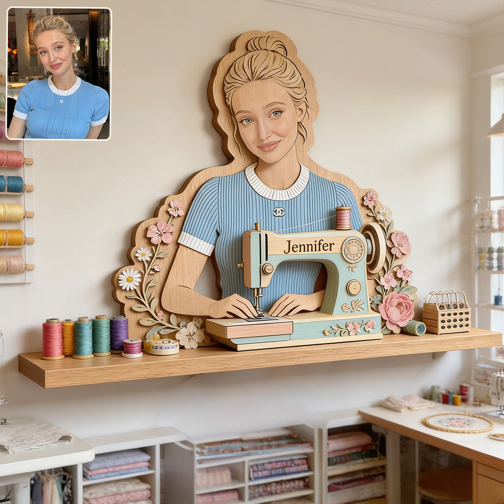 Sewing Is My Therapy - Personalized Sewing Wooden Floating Shelf