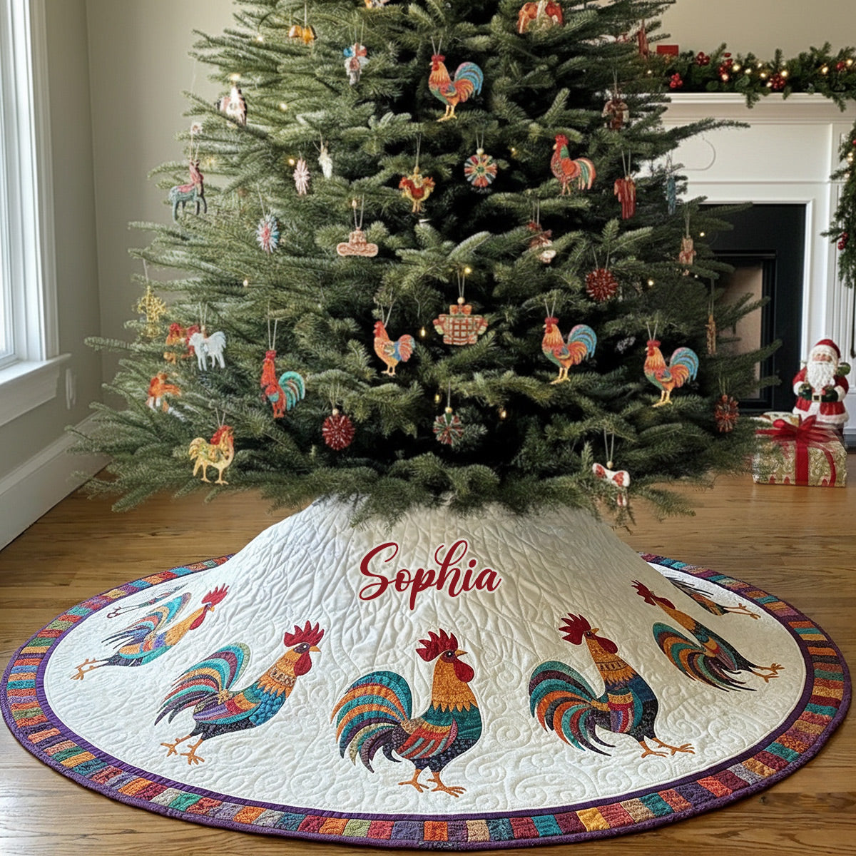 J'adore les poulets - Jupe de sapin personnalisée en forme de poulet