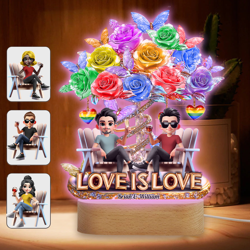 L'amour est l'amour - Plaque lumineuse personnalisée en forme de symbole de soutien LGBT