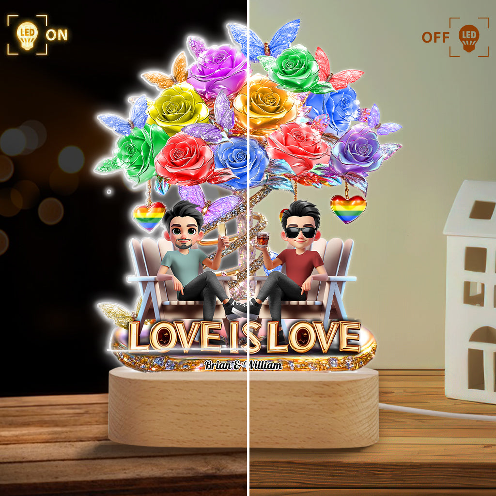 L'amour est l'amour - Plaque lumineuse personnalisée en forme de symbole de soutien LGBT