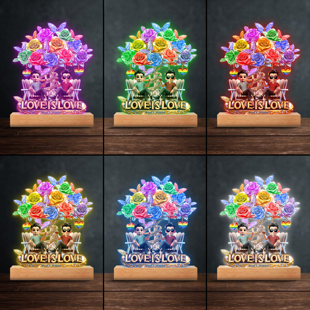 L'amour est l'amour - Plaque lumineuse personnalisée en forme de symbole de soutien LGBT