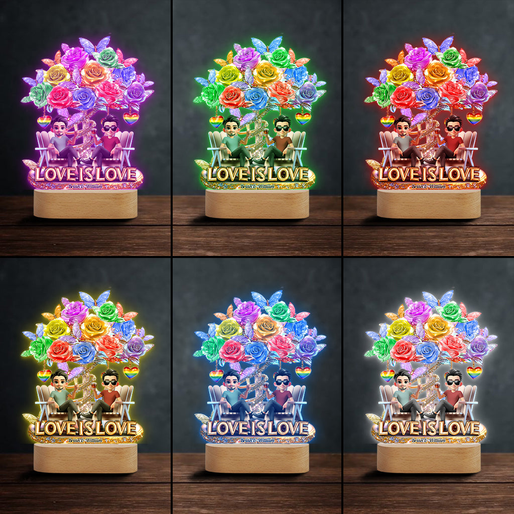 L'amour est l'amour - Plaque lumineuse personnalisée en forme de symbole de soutien LGBT