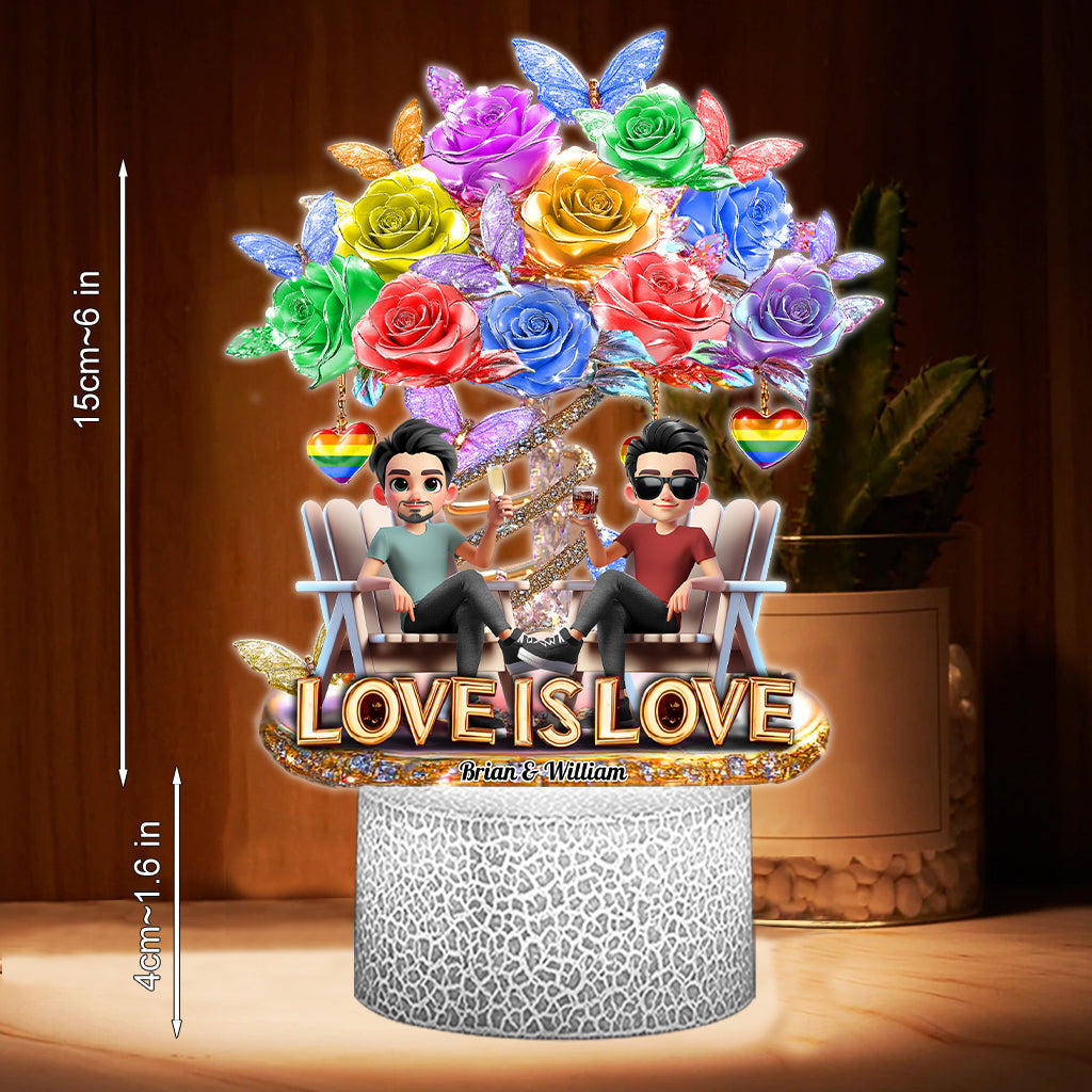 L'amour est l'amour - Plaque lumineuse personnalisée en forme de symbole de soutien LGBT