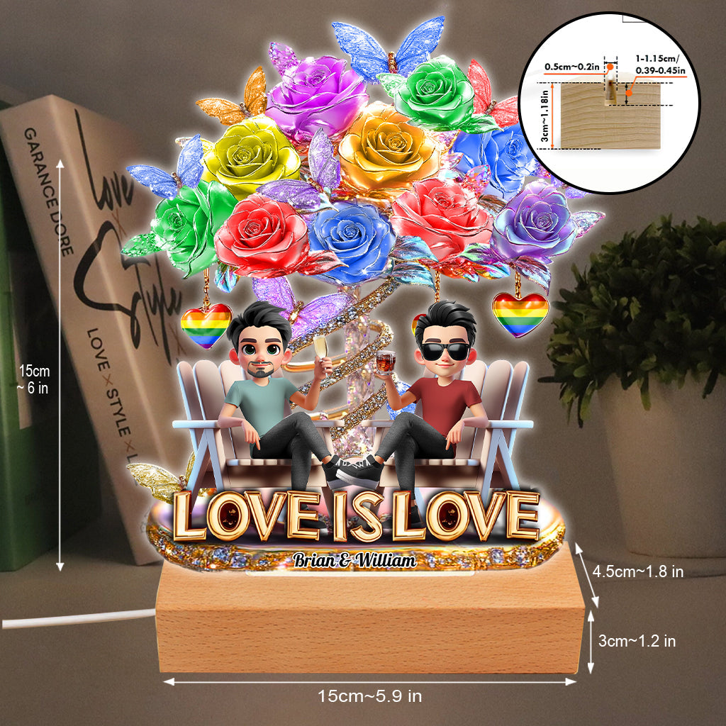 L'amour est l'amour - Plaque lumineuse personnalisée en forme de symbole de soutien LGBT