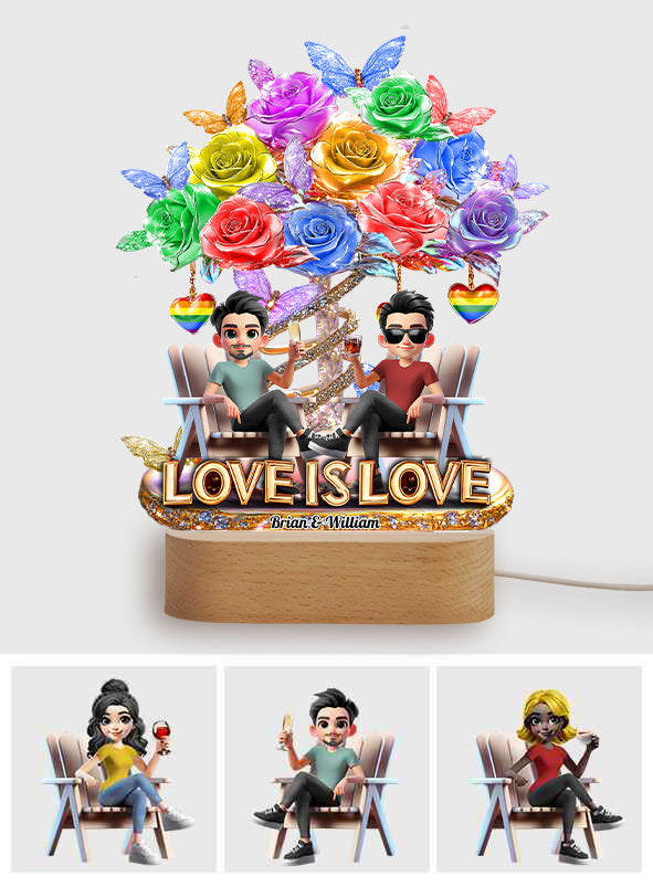 L'amour est l'amour - Plaque lumineuse personnalisée en forme de symbole de soutien LGBT