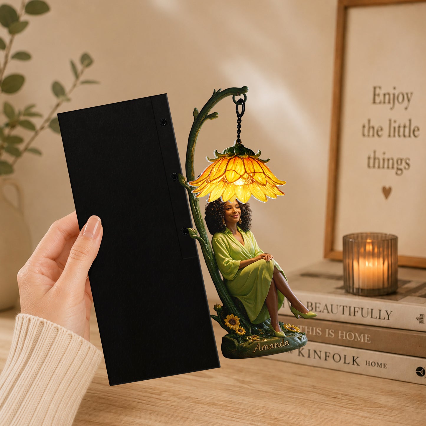 Personalisierte Monatsblumen-Lampe - Individuelle Selbstliebe Bücherregal-Lampe