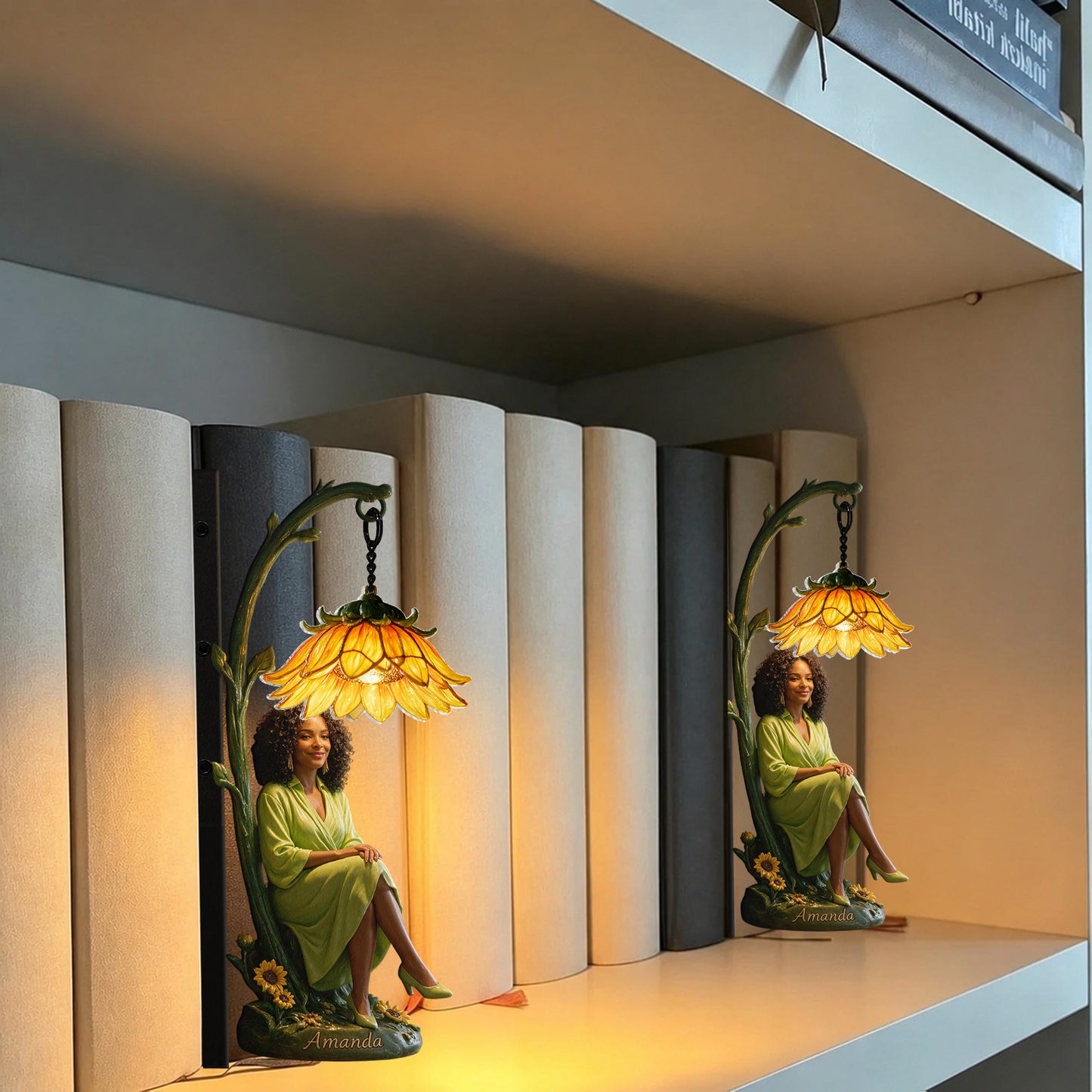 Personalisierte Monatsblumen-Lampe - Individuelle Selbstliebe Bücherregal-Lampe