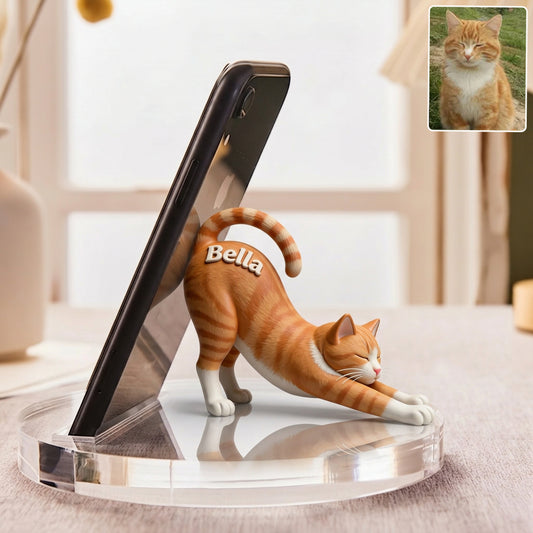Schöner Stretch - Personalisierter Katzen Handy/Tablet Halter