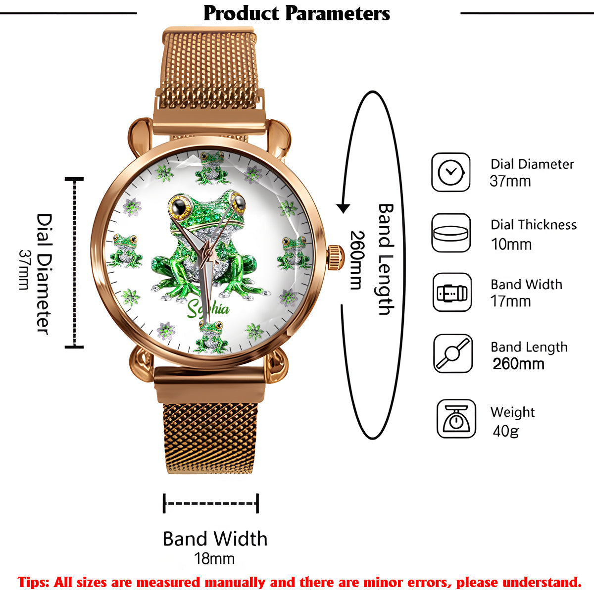 Liebe Frösche – Personalisierte Frosch-Damenhanduhr 