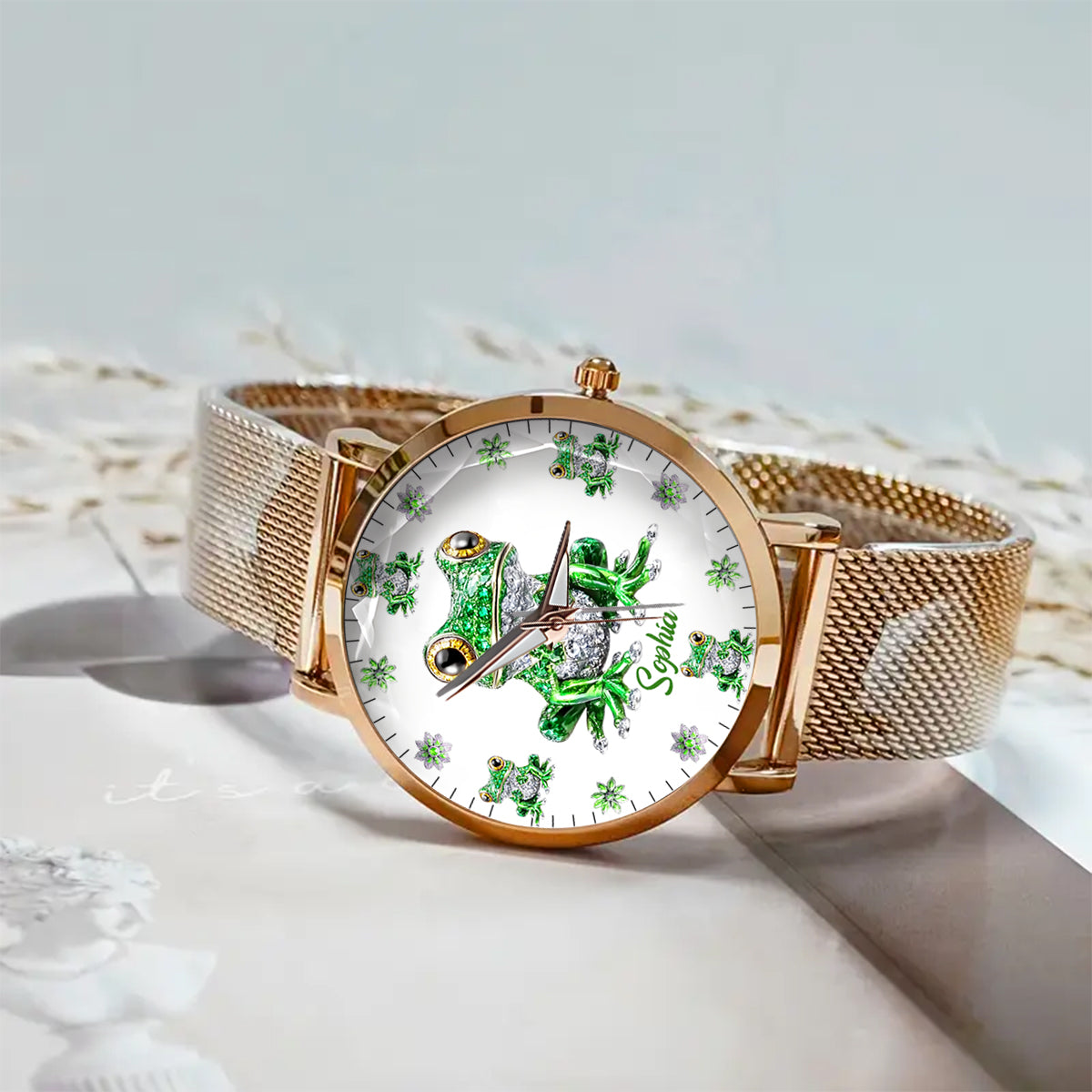 Liebe Frösche – Personalisierte Frosch-Damenhanduhr 