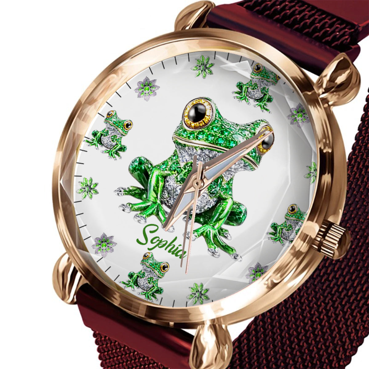 Liebe Frösche – Personalisierte Frosch-Damenhanduhr 
