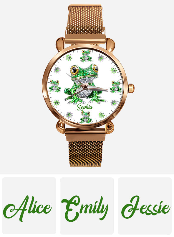 Liebe Frösche – Personalisierte Frosch-Damenhanduhr 