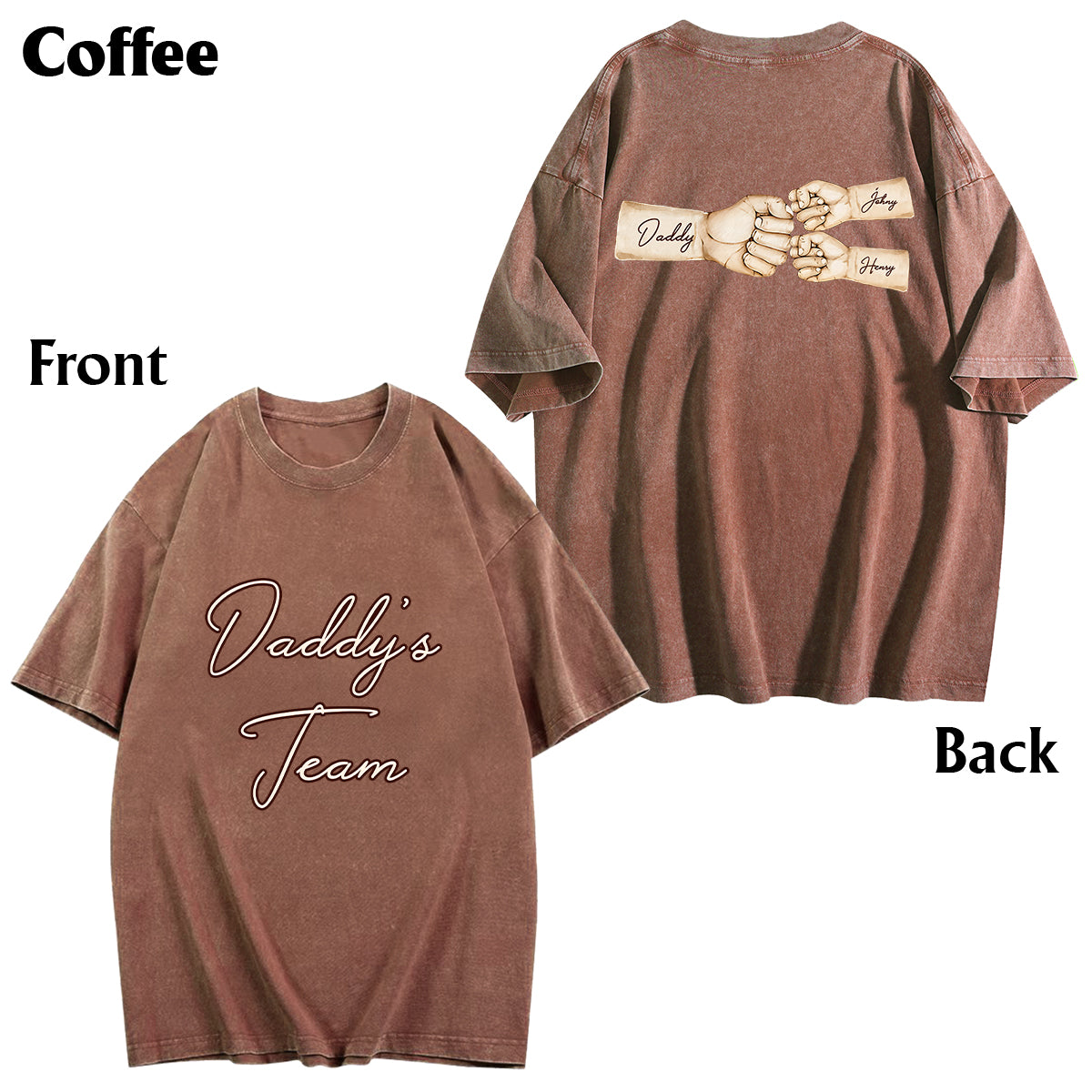 Daddy's Team Fist Bump - Personalized Father Wash T-shirt