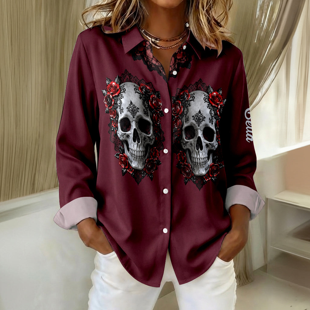 Skull Cowboy - Personalized Skull Button-Up Shirt