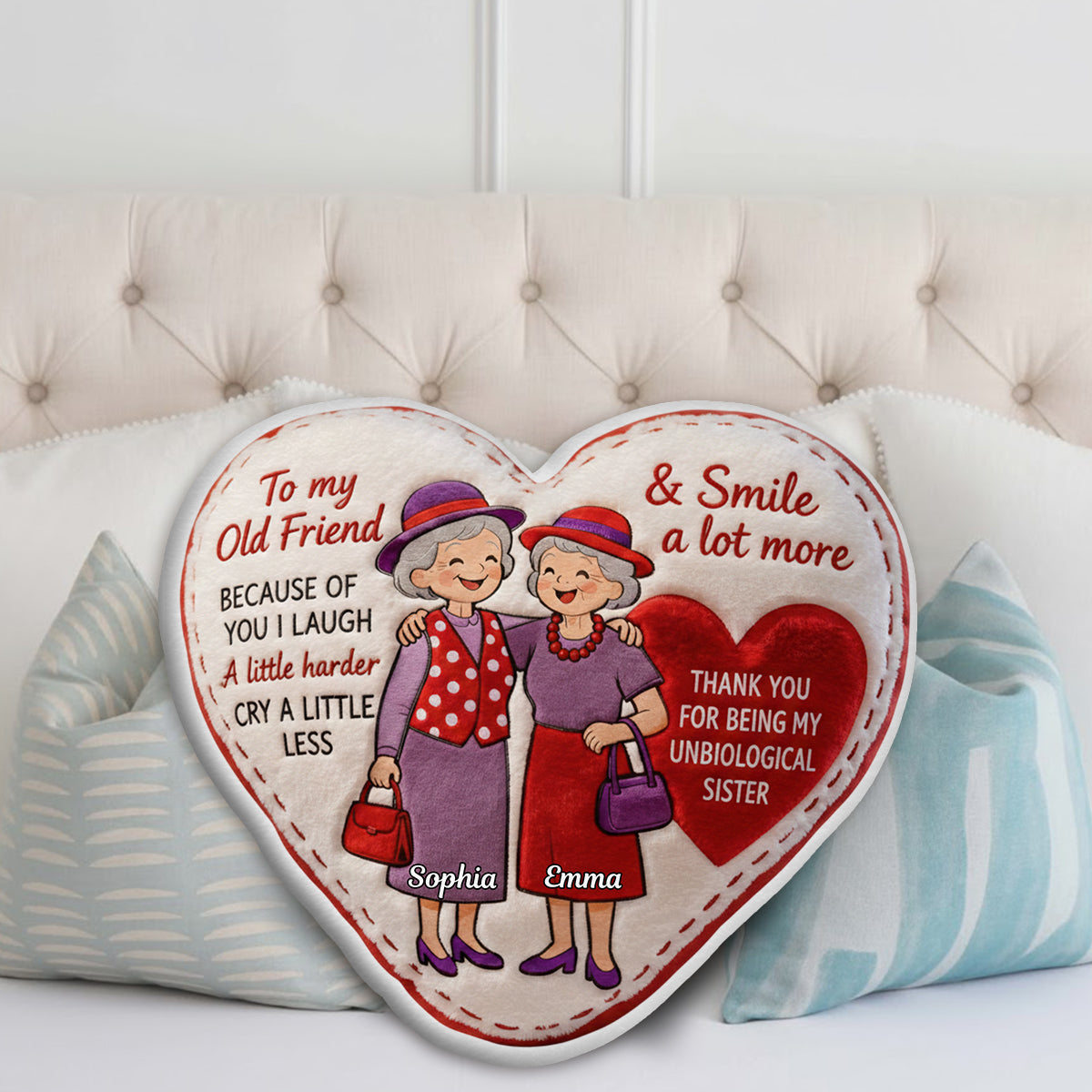Old Friends - Personalized Bestie Faux Fur Shaped Pillow
