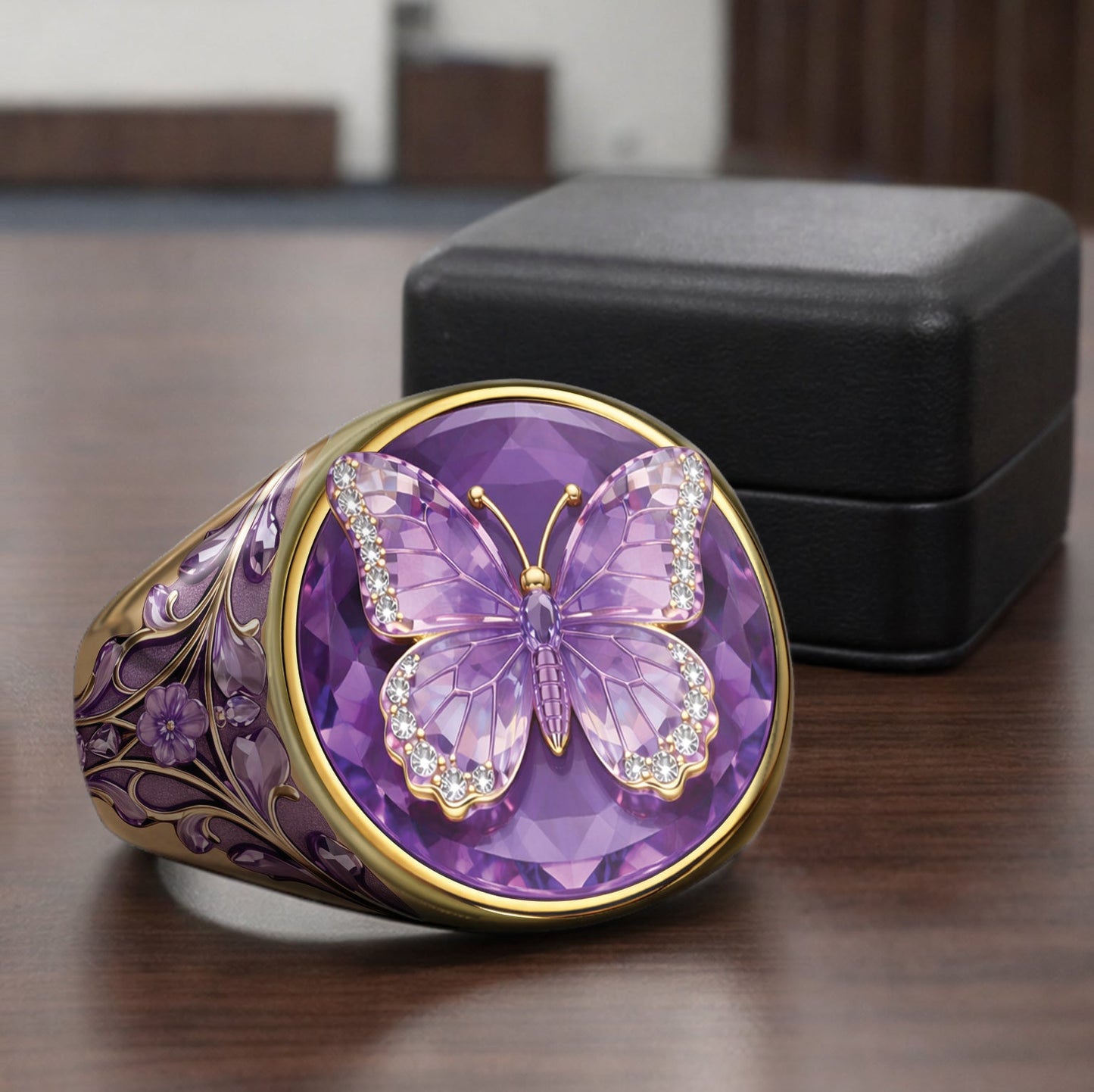 Bague chevalière papillon personnalisée Love Butterfly