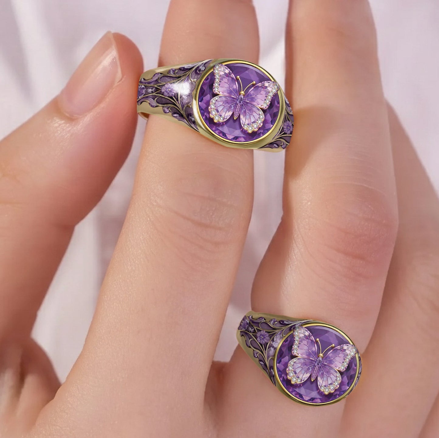 Bague chevalière papillon personnalisée Love Butterfly