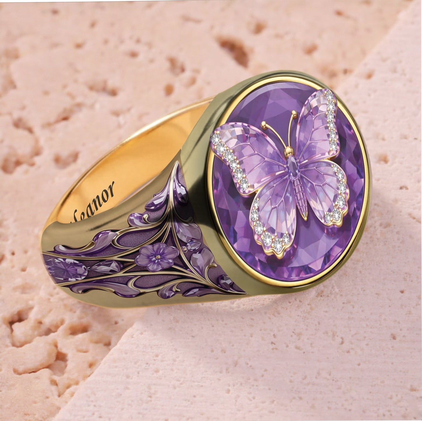 Bague chevalière papillon personnalisée Love Butterfly