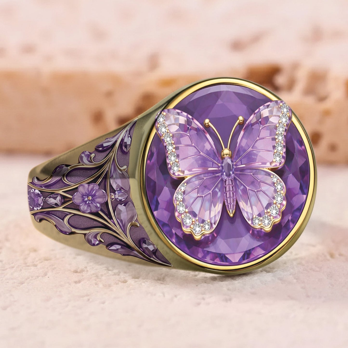Bague chevalière papillon personnalisée Love Butterfly