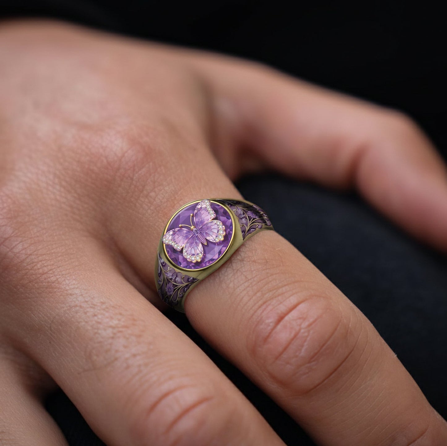 Bague chevalière papillon personnalisée Love Butterfly