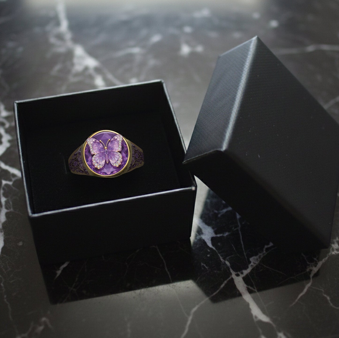 Bague chevalière papillon personnalisée Love Butterfly