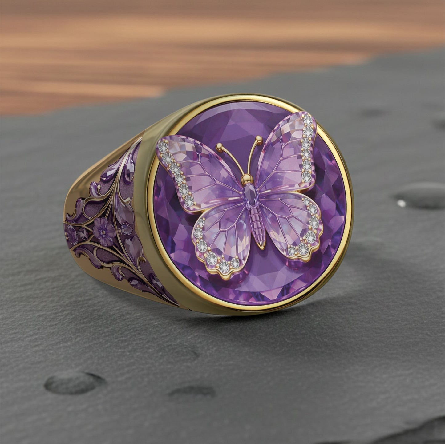 Bague chevalière papillon personnalisée Love Butterfly